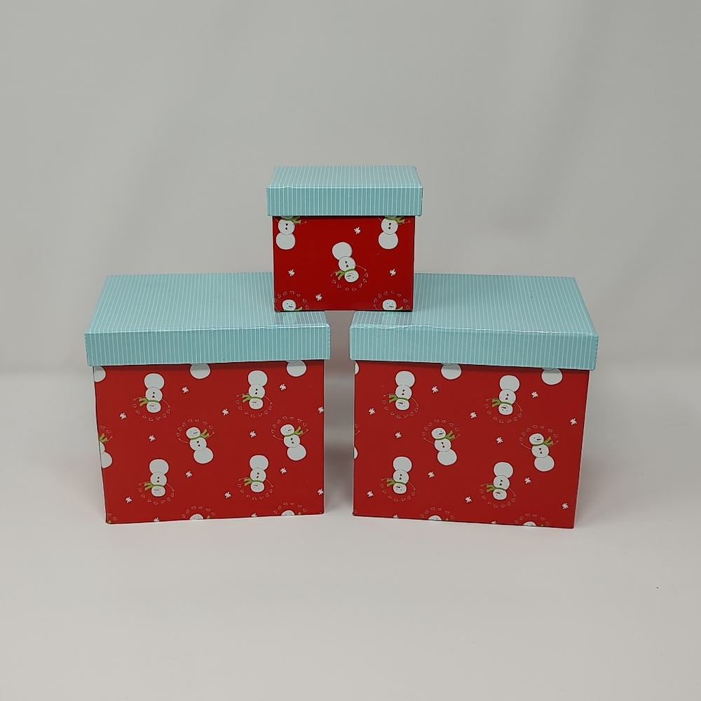 Set of 3 Sandra Magsamen Snowman Christmas Gift Boxes Holiday Storage Box